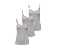 ONLY Damen 3er-Pack Basic Spaghetti-Träger Top Oberteil schmale Träger Shirt, Größe:L, Farbe:3er Grau