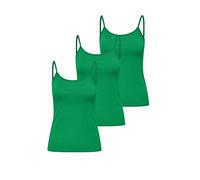 ONLY Damen 3er-Pack Basic Spaghetti-Träger Top Oberteil schmale Träger Shirt, Größe:L, Farbe:3er Grün