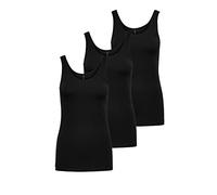 ONLY Damen 3er-Pack Basic Tank-Top Oberteil Verschiedene Träger Shirt Unterhemd, Farbe:Black, Größe:L