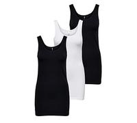 ONLY Damen 3er-Pack Basic Tank-Top Oberteil Verschiedene Träger Shirt Unterhemd, Farbe:Black Plate, Größe:L