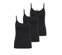 ONLY Damen 3er-Pack Basic Tank-Top Oberteil Verschiedene Träger Shirt Unterhemd, Farbe:Schwarz, Größe:L