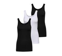 ONLY Damen 3er-Pack Basic Tank-Top Oberteil Verschiedene Träger Shirt Unterhemd, Farbe:weiß/schw., Größe:M