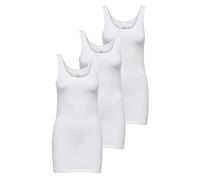 ONLY Damen 3er-Pack Basic Tank-Top Oberteil Verschiedene Träger Shirt Unterhemd, Farbe:Weiß Uni, Größe:L