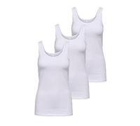 ONLY Damen 3er-Pack Basic Tank-Top Oberteil Verschiedene Träger Shirt Unterhemd, Farbe:White, Größe:L