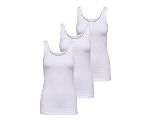 ONLY Damen 3er-Pack Basic Tank-Top Oberteil Verschiedene Träger Shirt Unterhemd, Farbe:White, Größe:XS