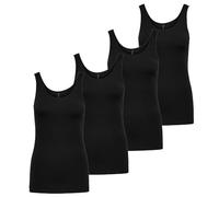 ONLY Damen 4er Pack Top kurz Live Love Tank ärmellos Schwarz Weiß Farbmix Shirt (DE/NL/SE/PL, Alphanumerisch, L, Regular, Regular, Schwarz)