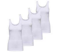 ONLY Damen 4er Pack Top kurz Live Love Tank ärmellos Schwarz Weiß Farbmix Shirt (DE/NL/SE/PL, Alphanumerisch, XS, Regular, Regular, Weiß)