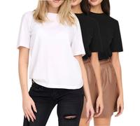 ONLY Damen Basic Top T-Shirt im 3er Pack (XS, 3er Pack 1xWhite/2xBlack 390)