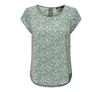 ONLY Damen Bedruckte Kurzarm Bluse Print Basic Rundhals Ausschnitt T-Shirt Blouse Oberteil ONLVIC