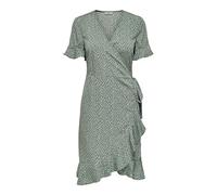 Only Olivia Wrap Kurzes Kleid 34 Chinois Green / Aop Black Spot (Herstellerartikelnummer: 15206407-ChinoisGreen/AopBlackSpot-34)