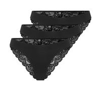 ONLY Damen Brasilianische Slips ONLCHLOE LACE BRAZIL 3er-Pack Spitze Schwarz XL