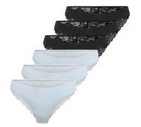 ONLY Damen Brazil-Slips, 6er Pack - ONLCHLOE LACE BRAZIL, Spitze XL Mehrfarbig