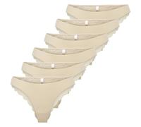 ONLY Damen Brazil-Slips, 6er Pack - ONLCHLOE LACE BRAZIL, Spitze XS Beige