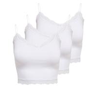 ONLY Damen Cropped-Top 3er Pack - ONLVICKY LACE SEAMLESS CROPPED TOP, Trägertop, Spitze Weiß S/M