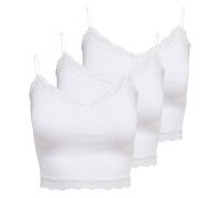 ONLY Damen Cropped-Top 3er Pack - ONLVICKY LACE SEAMLESS CROPPED TOP, Trägertop, Spitze Weiß / S/M S/M Weiß