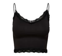 ONLY Damen Cropped-Top - ONLVICKY LACE SEAMLESS CROPPED TOP, Trägertop, Spitze Schwarz S/M