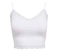 ONLY Damen Cropped-Top - ONLVICKY LACE SEAMLESS CROPPED TOP, Trägertop, Spitze XS/S Weiß