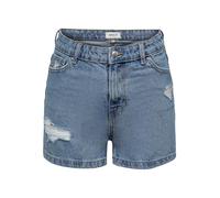 ONLY Damen Denim Jeans Shorts | Kurze Bermuda Sommer Hose | High Waist Destroyed Pants ONLJAGGER, Farbe:Blau, Größe:L