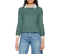 ONLY Damen Dünner Strick Pullover | Langarm Rundhals Knitted Sweater | Basic Stretch Jumper ONLCAVIAR, Farben:Grün, Größe:XS