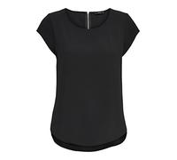 Kurzarmshirt ONLY "ONLSILVERY S/S V NECK LUREX TOP JRS NOOS", Damen, Gr. L, schwarz, Jersey, Obermaterial: 60% Polyester, 24% Viskose, 16% metallisierte Fasern, unifarben, modisch, loose fit normal, R