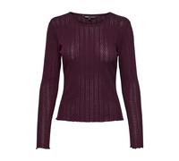 ONLY Damen Einfarbiges Langarm Shirt Basic Rundhals Rollkanten Top Longsleeve Oberteil ONLCARLOTTA, Farben:Weinrot, Größe:S