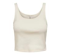 ONLY Damen Geripptes Crop Top | Kurzes Sleeveless Rundhals Oberteil | Bauchfrei Einfarbig ONLNESSA, Farben:Weiß, Größe:L