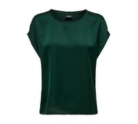 ONLY Damen Glänzendes Shirts Oberteil mit Seiden Optik Silky Kurzarm Bluse, Farben:Grün-4, Größe:M