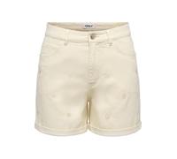 ONLY Damen High Waist Jeans Shorts Kurze Jeanshose Denim Sommerhose mit Herz-Stickereien ONLVega Embroidery