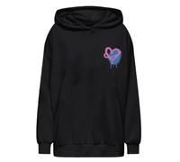 ONLY Damen Hoodie Kapuzen-Sweatshirt mit großem Rückenprint ONLElodie Grafitti 15312683 Black Sweet Bear XL