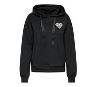 Kapuzensweatshirt ONLY "ONLALINA LIFE L/S PRINT HOOD SWT", Damen, Gr. M, schwarz print:wild, Sweatware, Obermaterial: 93% Polyester, 7% Elasthan, bedruckt, regular fit, Rippbündchen, Sweatshirts (6495