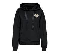 Kapuzensweatshirt ONLY "ONLALINA LIFE L/S PRINT HOOD SWT", Damen, Gr. XS, schwarz print:wild, Sweatware, Obermaterial: 93% Polyester, 7% Elasthan, bedruckt, regular fit, Rippbündchen, Sweatshirts (649