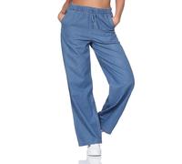 ONLY Damen Hose in Jeansoptik ONLBea String Straight DNM mit weitem Bein 15348148 Medium Blue Denim XS/32