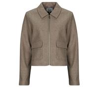 Kurzjacke ONLY "ONLVELA ZIP SHORT JACKET OTW", Damen, Gr. XS, grau (taupe gray detail:melange), Web, Obermaterial: 92% Polyester, 8% Viskose, meliert, modisch, Langarm, Jacken (56816832-XS) taupe gray