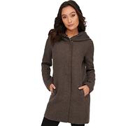 ONLY Damen klassischer Mantel OnlSedona Coat Übergangs-Jacke Kapuze Einfarbig, Farbe:Dunkelbraun, Größe:XS