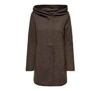 ONLY Damen klassischer Mantel OnlSedona Coat Übergangs-Jacke Kapuze Einfarbig, Farbe:Dunkelbraun, Größe:S