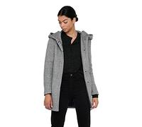 ONLY Damen klassischer Mantel OnlSedona Coat Übergangs-Jacke Kapuze Einfarbig, Farbe:Hellgrau, Größe:M