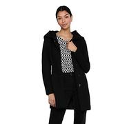 ONLY Damen klassischer Mantel OnlSedona Coat Übergangs-Jacke Kapuze Einfarbig, Farbe:Schwarz, Größe:XXL