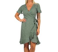 ONLY Damen Kleid ONLOlivia Wrap 15206407 Chinos Green AOP: Black Spot 38