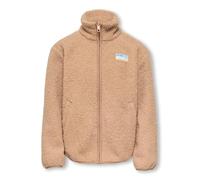 Fleecejacke KIDS ONLY "KOGEVA LIFE TEDDY JACKET CP OTW NOOS", Mädchen, Gr. 128, beige (cuban sand), Plüsch, Obermaterial: 100% Polyester, unifarben, modisch, regular fit normal, Langarm elastischer Bu
