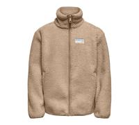 Fleecejacke KIDS ONLY "KOGEVA LIFE TEDDY JACKET CP OTW NOOS", Mädchen, Gr. 134, beige (cuban sand), Plüsch, Obermaterial: 100% Polyester, unifarben, modisch, regular fit normal, Langarm elastischer Bu
