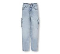 Cargojeans KIDS ONLY "KOGHARMONY WIDE CARGO CARROT AZG NOOS", Mädchen, Gr. 164, N-Gr, blau (light blau denim), Denim/Jeans, Obermaterial: 100% Baumwolle, unifarben, modisch, relaxed fit knöchellang, J