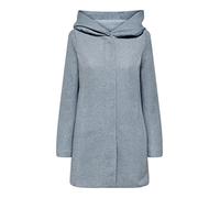 ONLY Damen Kurz-Mantel Sedona Jacke mit XL-Kapuze 15142911 blue fog melange S