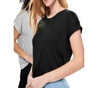 ONLY Damen Kurzärmeliges T-Shirt mit Rundhalsausschnitt aus Baumwolle, Multi-Set (M, Doppelpack Light Grey+Black)