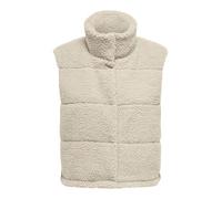 ONLY Damen kurze Teddy Weste ONLSandra Life Kunstpelz Damenweste mit Stehkragen 15320630 Pumice Stone XL