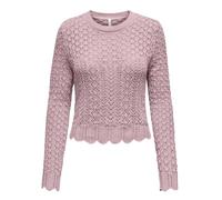 ONLY Damen kurzer Strickpullover ONLSaga Life Leichter Pulli mit Muschelsaum 15339668 Violet Ice L