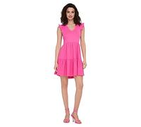 ONLY Damen Kurzes Rüschen Kleid Kurzarm Mini Dress mit V-Ausschnitt aus Baumwolle ONLMAY, Farben:Pink, Größe:M