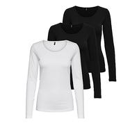 ONLY Damen Langarm-Shirt Onllive Love XS S M L XL Schwarz Weiss Rundhals
