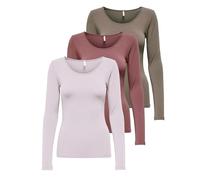 ONLY Damen Langarm-Shirt Onllive Love XS S M L XL Schwarz Weiss Rundhals