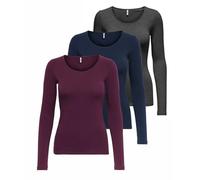 ONLY Damen Langarm-Shirt Onllive Love XS S M L XL Schwarz Weiss Rundhals