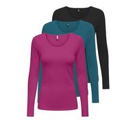 ONLY Damen Langarm-Shirt Onllive Love XS S M L XL Schwarz Weiss Rundhals